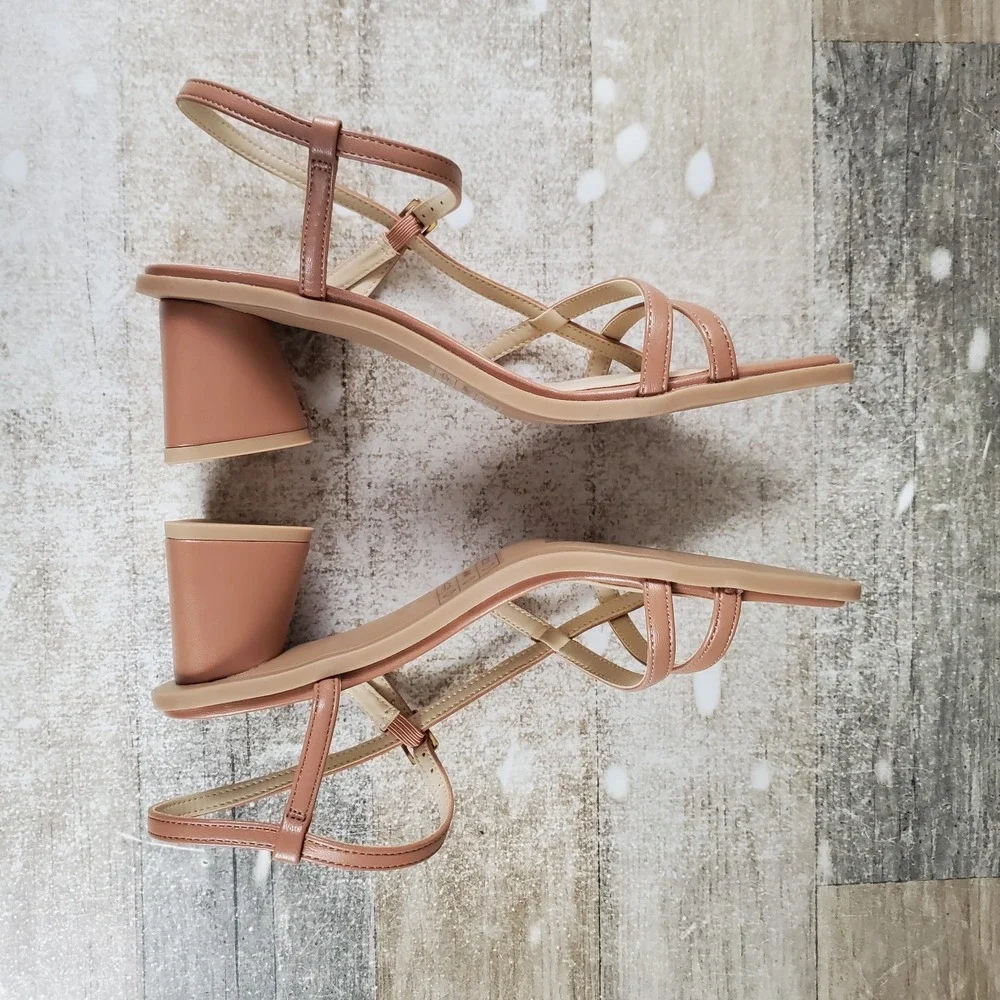 Dolce Vita Britt Womens Sandals Sz 6.5 Whiskey Stella Brown Leather Block Heel